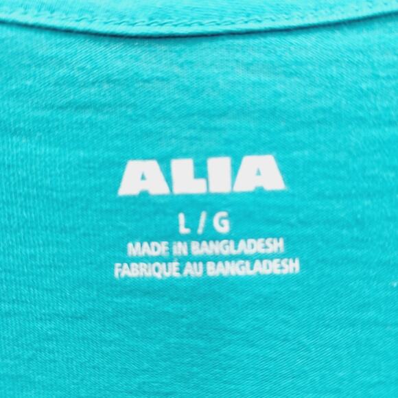 T-Shirt Size L Teal Embroidered Grandma Pullover Casual Soft Girl Chic Resort - Picture 12 of 12